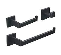 Beelee montaggio a parete Set di accessori hardware da bagno in 3 pezzi, Portasciugamani Porta Rotolo di Carta igienica Ganci Portasciugamani, Acciaio inossidabile, pittura nera, BA199SET-3B