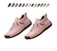 Beelovy Shoes for Men, Easestep Adjustable Leather Sneakers, Soft Comfort & Orthopedic Support, Slip On Lightweight Loafers (Pink,41)