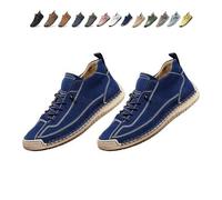 Beelovy Shoes for Men, Easestep Adjustable Leather Sneakers, Soft Comfort & Orthopedic Support, Slip On Lightweight Loafers (Dark Blue,41)