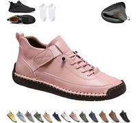 Beelovy Shoes for Men, Easestep Leather Sneaker, Soft Comfort Orthopedic Support, Slip on Lightweight Loafers (Pink,37)