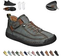 Beelovy Shoes for Men, Easestep Leather Sneaker, Soft Comfort Orthopedic Support, Slip on Lightweight Loafers (Green,43)