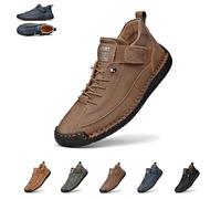 Beelovy Shoes for Men, EaseStep Leather Sneakers, Soft Comfort & Orthopedic Support, Slip on Lightweight Loafers, Handmade Ankle Boots for Driving And Walking (Dark Brown,41)