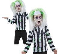 Beeltejuice Top Bambini Halloween Ufficiale Costume Bianco e Nero Ragazze Età