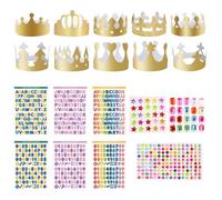 BEELUKY 20 Pezzi Corona Compleanno Corone di Carta Dorate Cappello Regolabile di Carta D'oro con 3 Strass Adesivi e 6 Adesivi Alfanumerici per Adulti Bambini Festa di Compleanno Feste di Anniversario
