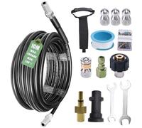 BEELUKY Sonda Sturatubi Spurgatubi per Idropulitrice 10 Metri, 400 Bar Alta Pressione, Compatibile con Kärcher K2-K7, Lavor, Bosch, Parkside, Include 3 Adattatori, 2 Ugelli Fissi e Rotanti