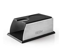 BEEM Tamper station | Adatto per tutte le dimensioni | Design robusto in acciaio inox | 2 in 1: stazione e ripiano | Superficie di lavoro antiscivolo e fondo in silicone rimovibile | Ideale per