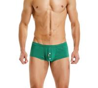 BEEMEN Low Rise - Boxer da uomo Mini Trunks Not-Stretch Designer traspirante con apertura, Verde scuro, non elasticizzato, L