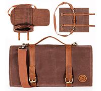 Beemojo Borsa portautensili da barista in tela cerata resistente all'acqua spallacci regolabili manici in vera pelle 16 tasche per bottiglie da 935,5 g design da viaggio mobile - Solo borsa