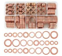 Beenle-Icey Set di 400 anelli di tenuta in rame, rondelle piatte, in rame, anelli di tenuta, anelli di tenuta, set con scatola di assortimento per viti, elementi di fissaggio