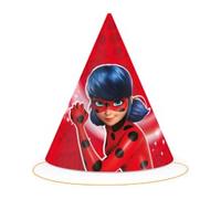 BeenSmile, CAPPELLI DA LADYBUG, Cappelli di Cartone, Decorazione per Compleanno di Bambini, Cappelli per Festa di Compleanno, 6 pezzi.
