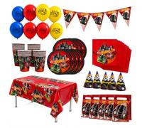 BeenSmile Hot Wheels Compleanno, Kit Compleanno Bambini 62 Pezzi con Decorazioni Festa, Piatti, Bicchieri, Tovaglioli, Palloncini, Tovaglia, Sacchetti Regalo, Cappellini e Ghirlanda