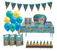 BeenSmile SpongeBob Compleanno, Kit Compleanno Bambini 62 Pezzi con Decorazioni Festa, Piatti, Bicchieri, Tovaglioli, Palloncini, Tovaglia, Sacchetti Regalo, Cappellini e Ghirlanda