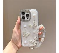 BEENTRYS Coque Pailletée pour Honor X60 Pro / X9C / Magic7 lite Coque,Motif Papillon Housse de Telephone Brillante Strass Filles Femmes Cadeau Souple TPU Antichoc Étui avec Chaîne de Perles-Bianco