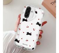 BEENTRYS Cover Ciliegia Fiocco per Samsung Galaxy A26,Carina Ondulato Riccio Trasparente TPU Morbido Donne Ragazze Estetiche Antiurto Protettiva Custodia per Telefono-Gatto