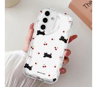 BEENTRYS Cover Ciliegia Fiocco per Samsung Galaxy S25 FE,Carina Ondulato Riccio Trasparente TPU Morbido Donne Ragazze Estetiche Antiurto Protettiva Custodia per Telefono-Gatto