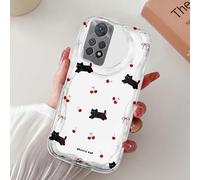 BEENTRYS Cover Ciliegia Fiocco per Xiaomi Redmi Note 11S 4G / Note 11 4G,Carina Ondulato Riccio Trasparente TPU Morbido Donne Ragazze Estetiche Antiurto Protettiva Custodia per Telefono-Gatto
