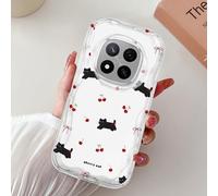 BEENTRYS Cover Ciliegia Fiocco per Xiaomi Redmi Note 14 Pro 4G,Carina Ondulato Riccio Trasparente TPU Morbido Donne Ragazze Estetiche Antiurto Protettiva Custodia per Telefono-Gatto