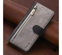 BEENTRYS Cover Portafoglio per OPPO AX5S Cover a Libro,Pelle PU Slot Carte Tasca con Cerniera Supporto Protezione RFID Magnetica Protettiva Antiurto Custodia-Grigio
