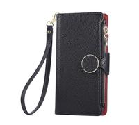 BEENTRYS Cover Portafoglio per Realme C67 4G / 12 lite 4G,Flip Pelle PU Tasca con Cerniera Porta Carte Slot per Schede Supporto Magnetica Polso Antiurto Custodia a Libro-Nero