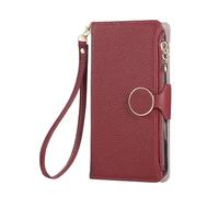 BEENTRYS Cover Portafoglio per Realme Narzo N53 / Note 50 4G,Flip Pelle PU Tasca con Cerniera Porta Carte Slot per Schede Supporto Magnetica Polso Antiurto Custodia a Libro-Rosso