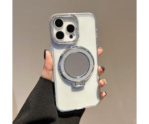 BEENTRYS Cover Specchio per OPPO A6 Pro / F31 5G,Trasparente Glitter Brillante Anello Supporto Strass Morbida in TPU Fotocamera Antiurto Protettiva Custodiaper Donna Ragazza-clear