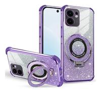 BEENTRYS Glitter Cover per OPPO A5X Custodia,Magnetica Supporto Brillantini Galvanici Trasparente TPU Silicone Sottile Donne Ragazze Antiurto Protettiva Custodia-Viola