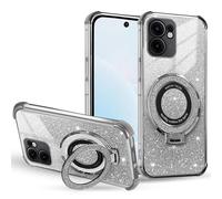 BEENTRYS Glitter Cover per VIVO Y17 / Y3 Custodia,Magnetica Supporto Brillantini Galvanici Trasparente TPU Silicone Sottile Donne Ragazze Antiurto Protettiva Custodia-Argento