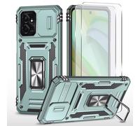 BEENTRYS Magnetica Supporto Custodia per Motorola Moto G53,2X Salvaschermo in Vetro Temperato Protezione Fotocamera TPU/PC Militare Antiurto Custodia per Motorola Moto G53-Verde alpino
