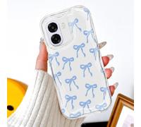 BEENTRYS Motivo Fiocco Cover per OPPO A6 5G / A6 / A6x 5G / A6x / A6k Custodia,Graziosa Ondulato Riccio Elegante Donne Ragazze Morbida Sottile Trasparente TPU bumper Antiurto Protettiva Custodia-Blu
