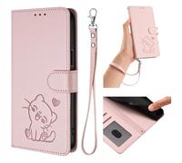 BEENTRYS Pelle PU Cover per Nokia HMD Fuison Cover,Carino Motivo Gatto Cuore Portafoglio a Libro Slot per Schede Supporto Stand Antiurto Custodia per Telefono-Rosa