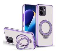 BEENTRYS Trasparente Magnetica Cover per iQOO Z9 Turbo/Neo 10R Custodia,Placcatura Supporto Anello Stand Protezione Sottile Morbido TPU Silicone Antiurto Protettiva Cover-Viola