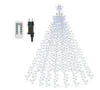 Beeoecm Luci Albero di Natale, 400 LED 2m x 16 Fili Catena luminosa per Albero di Natale con Stella, Telecomando, 8 Modalità, Impermeabile Mantello Luce per Alberi di Natale (Luci fredde)