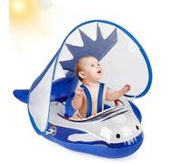 Beeoecm Salvagente Neonato, Anello Galleggiante Gonfiabili Neonati, Ciambella Neonato Mare con Parasole Rimovibile, Cinghie Regolabili e Supporto Inferiore per Neonati da 6 a 26 Mesi (Blu)