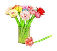 BEEOFICEPENG 24 Pezzi Fiore Penne Vari Colori Rosa Garofano Penna un Sfera Novità Artificiale Rosa Penna 0,5 Mm Nero Inchiostro Penna