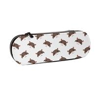 BEEOFICEPENG Astuccio, animali affamati di criceti di peluche, astuccio in pelle, astuccio per penne, scuola per ufficio, portagioielli, porta pennelli per trucco.
