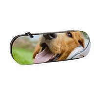 BEEOFICEPENG Astuccio, Cane animale felice Goditi la musica, Astuccio in pelle Astuccio per penne Ufficio Scuola, Portagioielli Porta pennelli per trucco