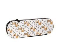 BEEOFICEPENG Astuccio, carino con cane di razza Welsh Corgi su un bianco, astuccio in pelle Astuccio per penne, scuola per ufficio, portagioie, porta pennelli per trucco