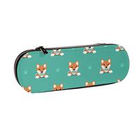 BEEOFICEPENG Astuccio, cartone animato simpatico animale domestico cane Shiba Inu, astuccio in pelle borsa per penne scuola per ufficio, portagioielli portapenne per trucco