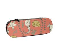 BEEOFICEPENG Astuccio, cartoni animati di cavallucci marini colorati, astuccio in pelle Astuccio per penne, scuola per ufficio, portagioie, portapennelli per trucco