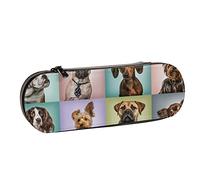 BEEOFICEPENG Astuccio, composizione Cani contro, astuccio in pelle, astuccio per penne, scuola per ufficio, portagioielli, porta pennelli per trucco