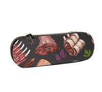 BEEOFICEPENG Astuccio, creativo delizioso cibo bistecca di carne, astuccio in pelle borsa per penne ufficio scuola, portagioielli portapennelli per trucco