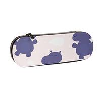 BEEOFICEPENG Astuccio, Creatura acquatica Simpatico animale Ippopotamo, Astuccio in pelle Astuccio per penne Ufficio Scuola, Portagioielli Porta pennelli per trucco