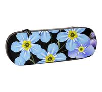 BEEOFICEPENG Astuccio, disegno Forget Me Nots Fiore blu Piccoli fiori, Astuccio in pelle Astuccio per penne Ufficio Scuola, Portagioielli Porta pennelli per trucco