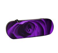 BEEOFICEPENG Astuccio, elegante fiore di colore viola, astuccio in pelle, astuccio per penne, scuola per ufficio, portagioie, porta pennelli per trucco.