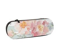 BEEOFICEPENG Astuccio, fiore acquerello romantico retrò artistico, astuccio in pelle, borsa per penne, scuola per ufficio, portagioielli, portapennelli per trucco