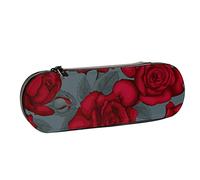 BEEOFICEPENG Astuccio, fiore profumato romantico rosso scuro, astuccio in pelle Astuccio per penne, scuola per ufficio, portagioie, porta pennelli per trucco