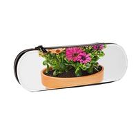 BEEOFICEPENG Astuccio, fiori colorati in un vaso di fiori in ceramica, astuccio in pelle, borsa per penne, scuola per ufficio, portagioielli, porta pennelli per trucco.