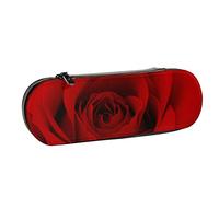 BEEOFICEPENG Astuccio, foto ravvicinata di un fiore di rosa rossa, astuccio in pelle, borsa per penne, scuola per ufficio, portagioielli, portapennelli per trucco