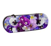 BEEOFICEPENG Astuccio, grafica Pansy Pasqua fiori primaverili, astuccio in pelle Borsa per penne ufficio scuola, portagioielli Porta pennelli per trucco