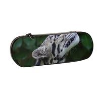 BEEOFICEPENG Astuccio, Leopardo nebuloso Gatto selvatico Muso maculato, Astuccio in pelle Astuccio per penne Ufficio Scuola, Portagioielli Porta pennelli per trucco